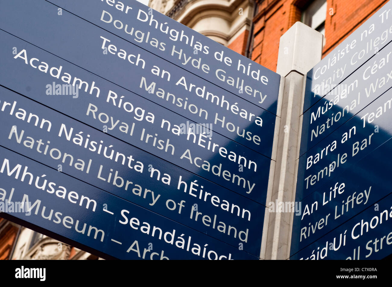 Panneaux d'information touristique dans le centre-ville de Dublin en Irlande Banque D'Images