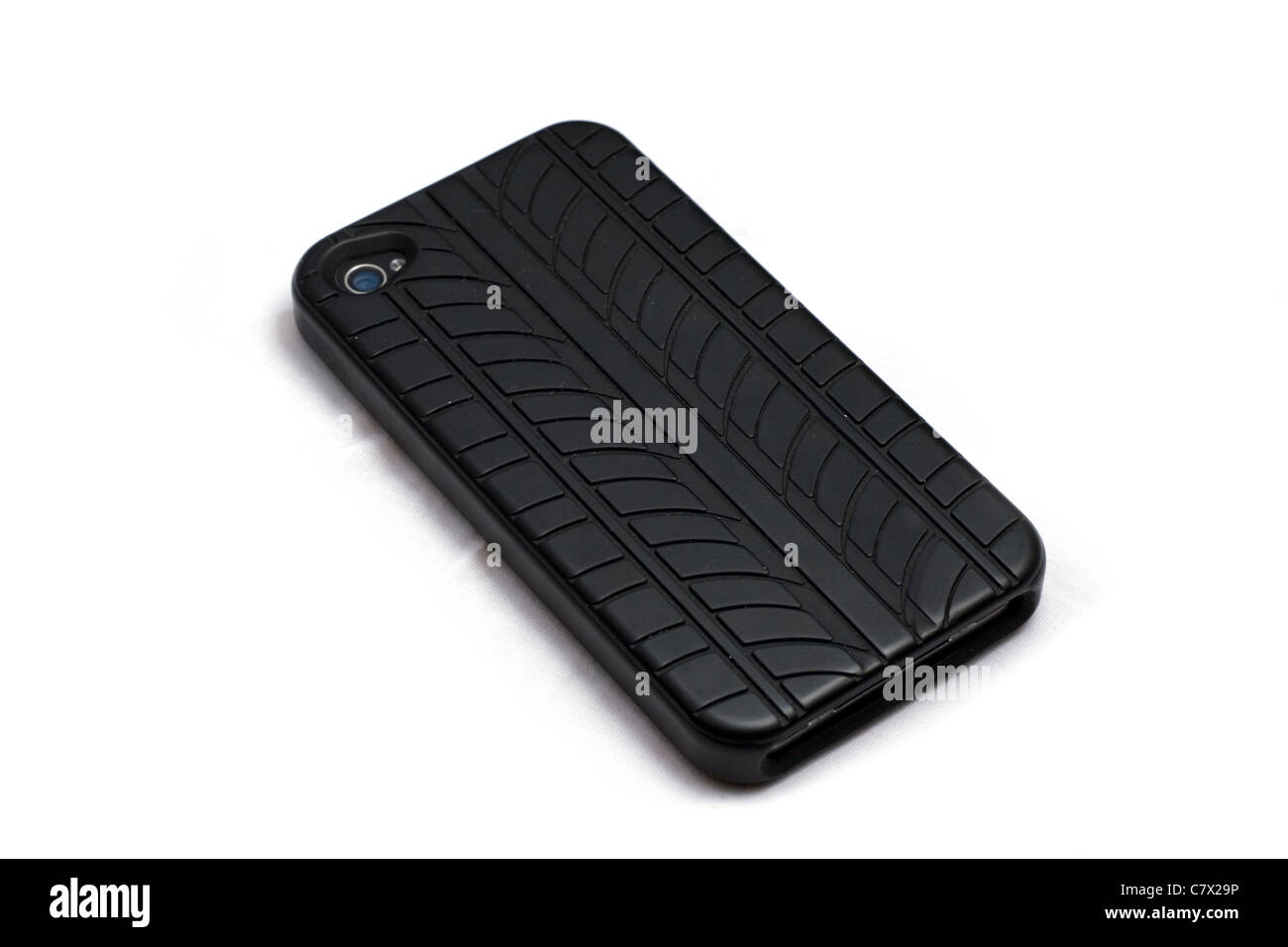 Iphone 4 cas des pneus sur fond blanc Banque D'Images