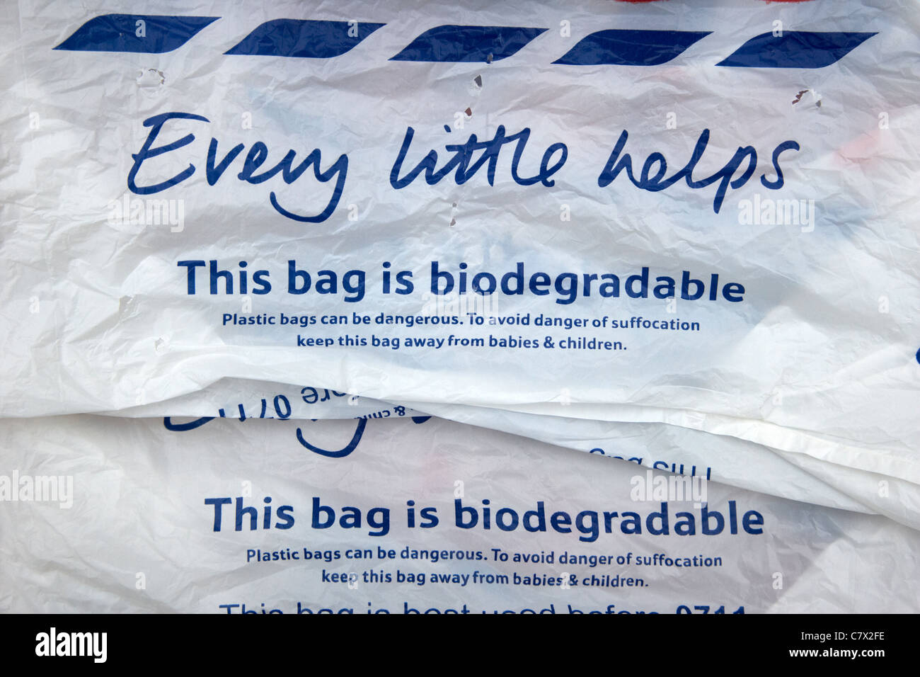 Tescos sacs de magasinage en plastique biodégradable Banque D'Images