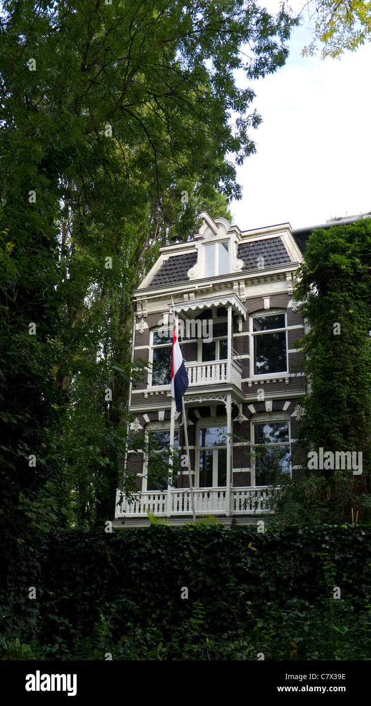 Avec la construction du pavillon des Pays-Bas et d'un balcon dans le Vondelpark, Amsterdam, Pays-Bas Banque D'Images