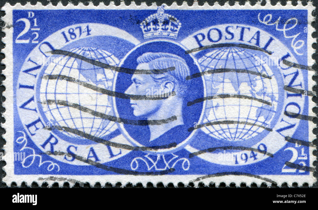 Royaume-uni - 1949 : une dédiée à l'occasion du 75e anniversaire de l'UPU, reliant les hémisphères de la terre Banque D'Images