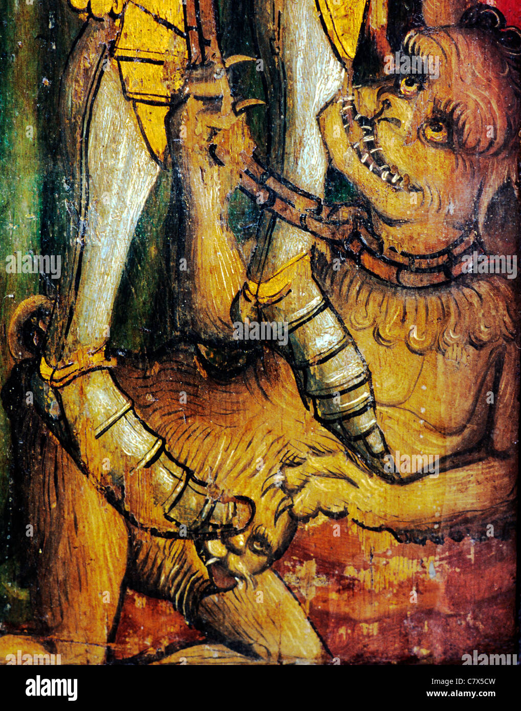 Powers standing on a demon devil in chains Banque de photographies et d