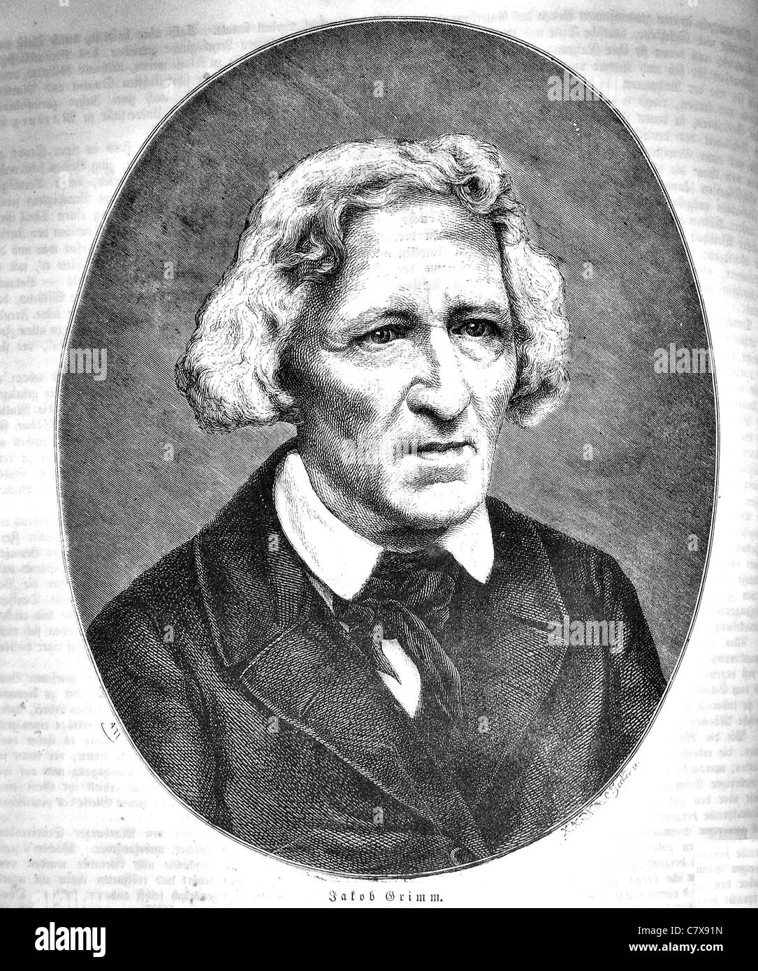 JACOB GRIMM (1785-1863) philosophe allemand et avec son frère Wilhelm l'auteur de contes de Grimm Banque D'Images