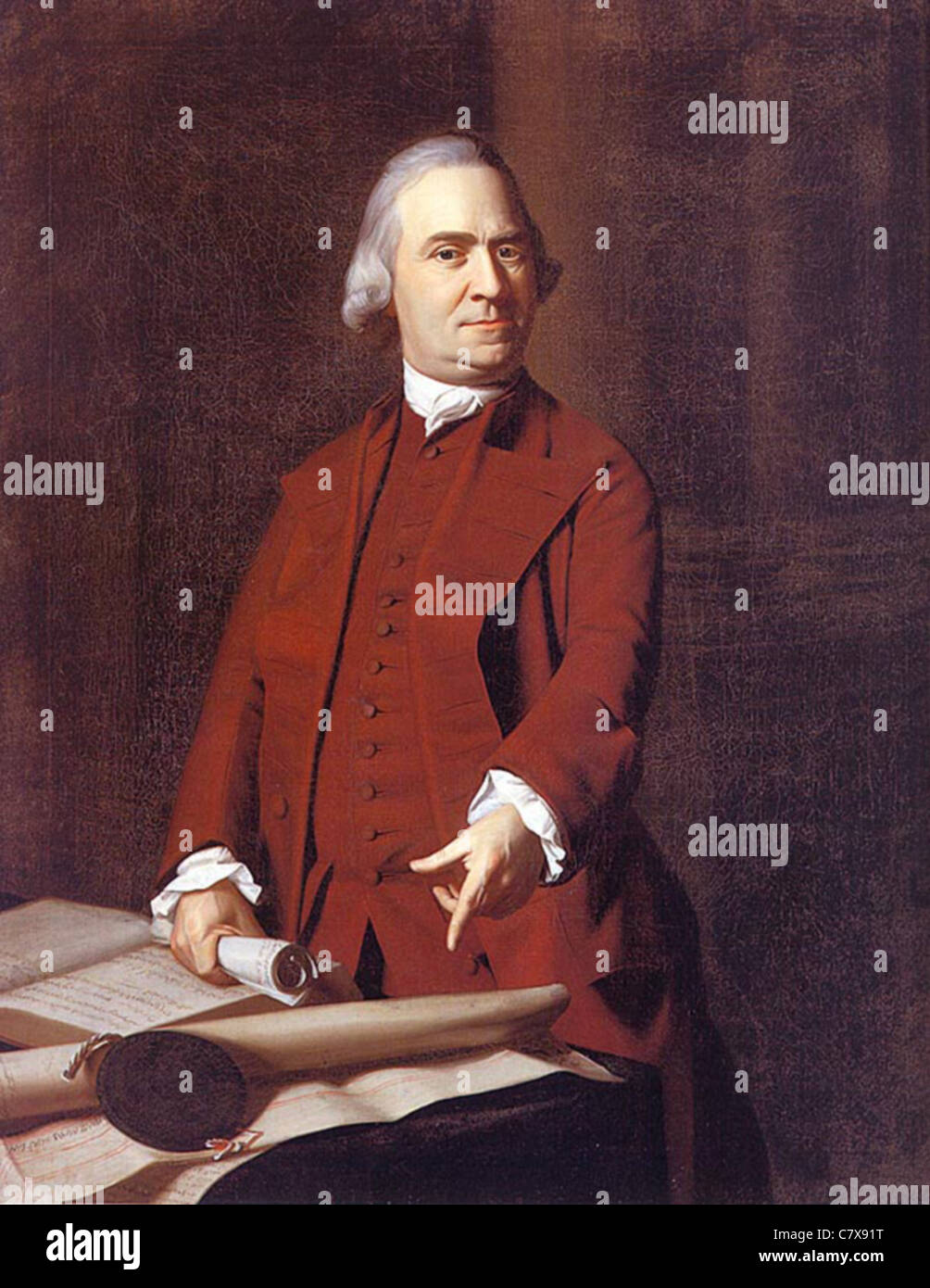 SAMUEL ADAMS (1722-1803) un des pères fondateurs de l'USA en mode portrait par John Copley à propos de 1773 - voir description ci-dessous Banque D'Images