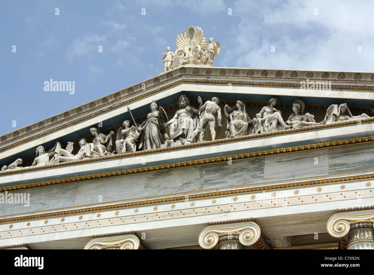 Frise d'Académie d'Athènes en Grèce. Banque D'Images