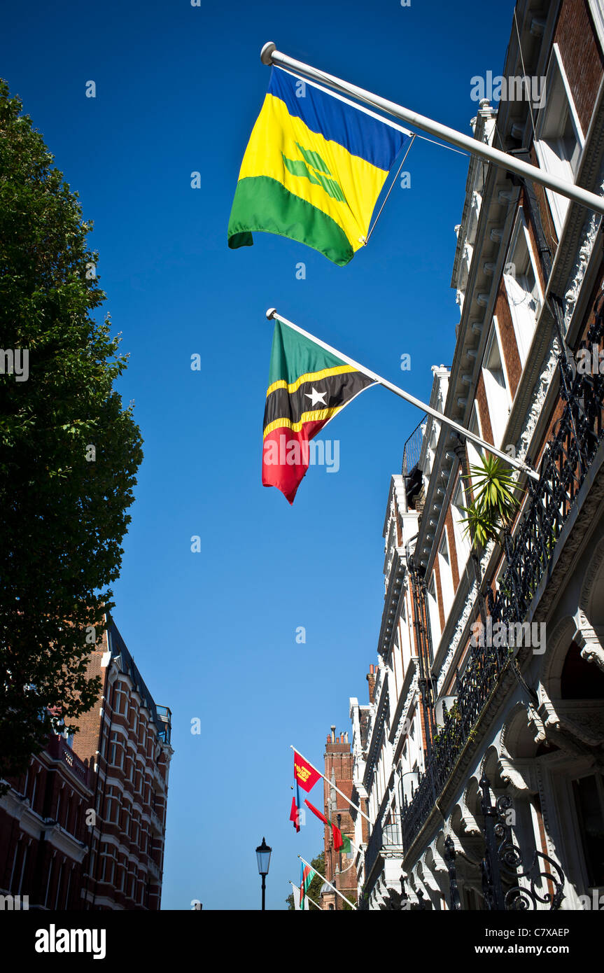 La St Vincent et les Grenadines et St Kitts Nevis drapeau Flag Banque D'Images