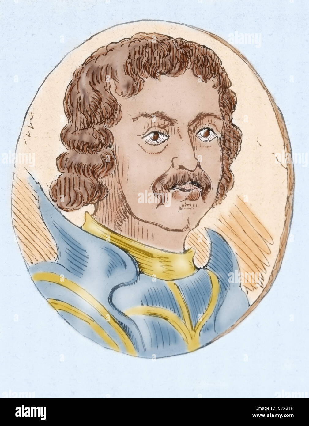 Alphonse X de Castille, le Sage (1221-1284). Roi de Castille et Leon (1252-1284). Gravure en couleur. Banque D'Images