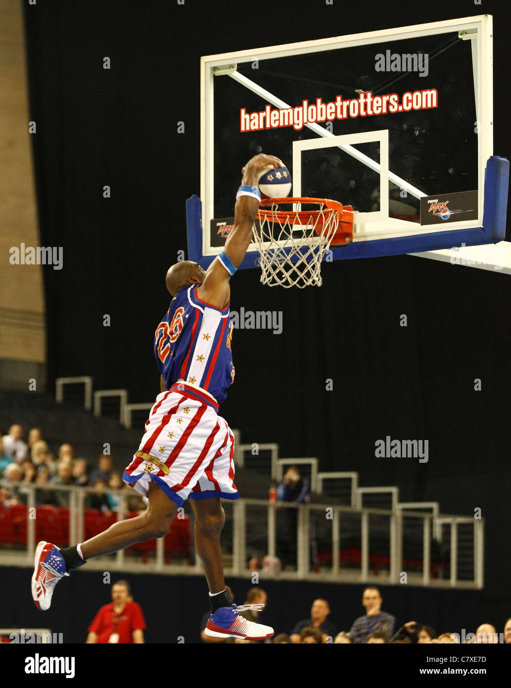 Le basket-ball sont de Harlem Globetrotters à Budapest, Hongrie Banque D'Images