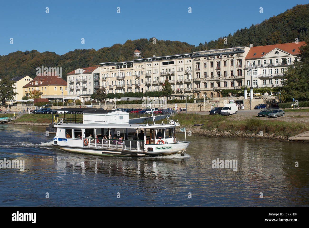 Elbe, Hrensko - Bad Schandau, la Suisse tchèque, République tchèque Rock formation, des montagnes de grès de l'Elbe, Saxon Banque D'Images