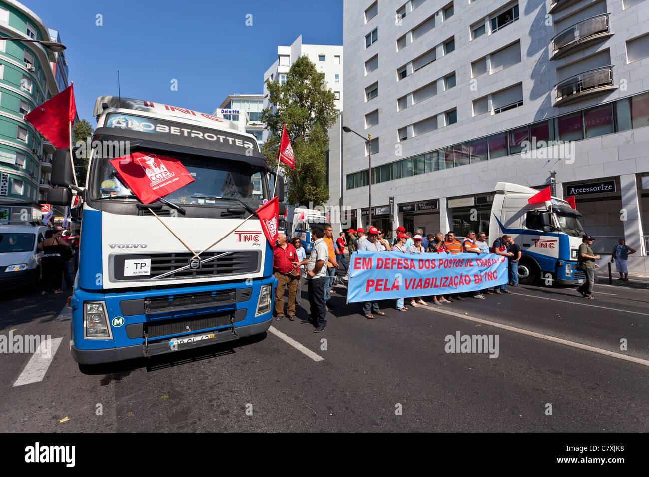 Les travailleurs de la compagnie de transport du CNC qui est insolvable. Manifestation contre le FMI / plan de rigueur. Lisbonne, le 1er octobre 2011 Banque D'Images