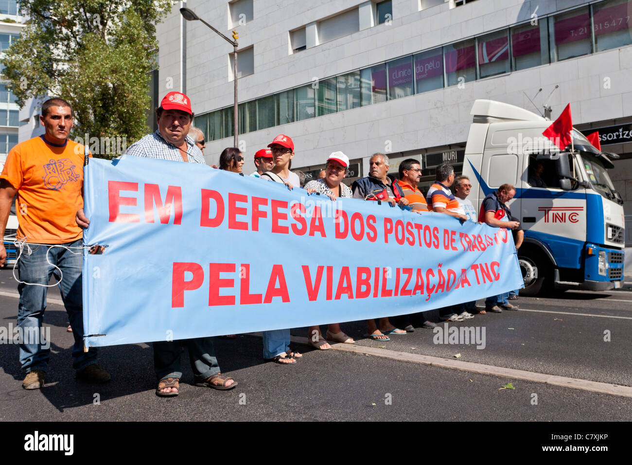 Les travailleurs de la compagnie de transport du CNC qui est insolvable. Manifestation contre le FMI / plan de rigueur. Lisbonne, le 1er octobre 2011 Banque D'Images