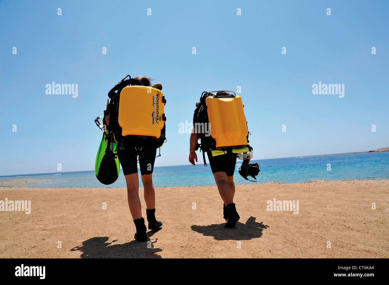 Cours de plongée en recycleur, Safaga, Red Sea, Egypt Banque D'Images