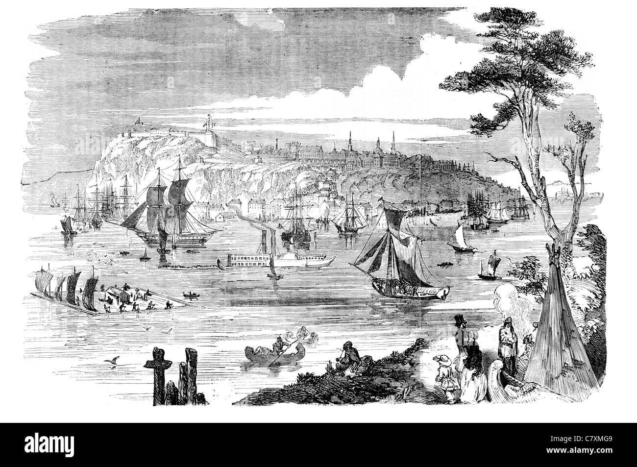 Vue sur le port de Québec Canada canadien voile navires navire marin marine de guerre d'expédition des marchandises de fret maritime mer mer Banque D'Images