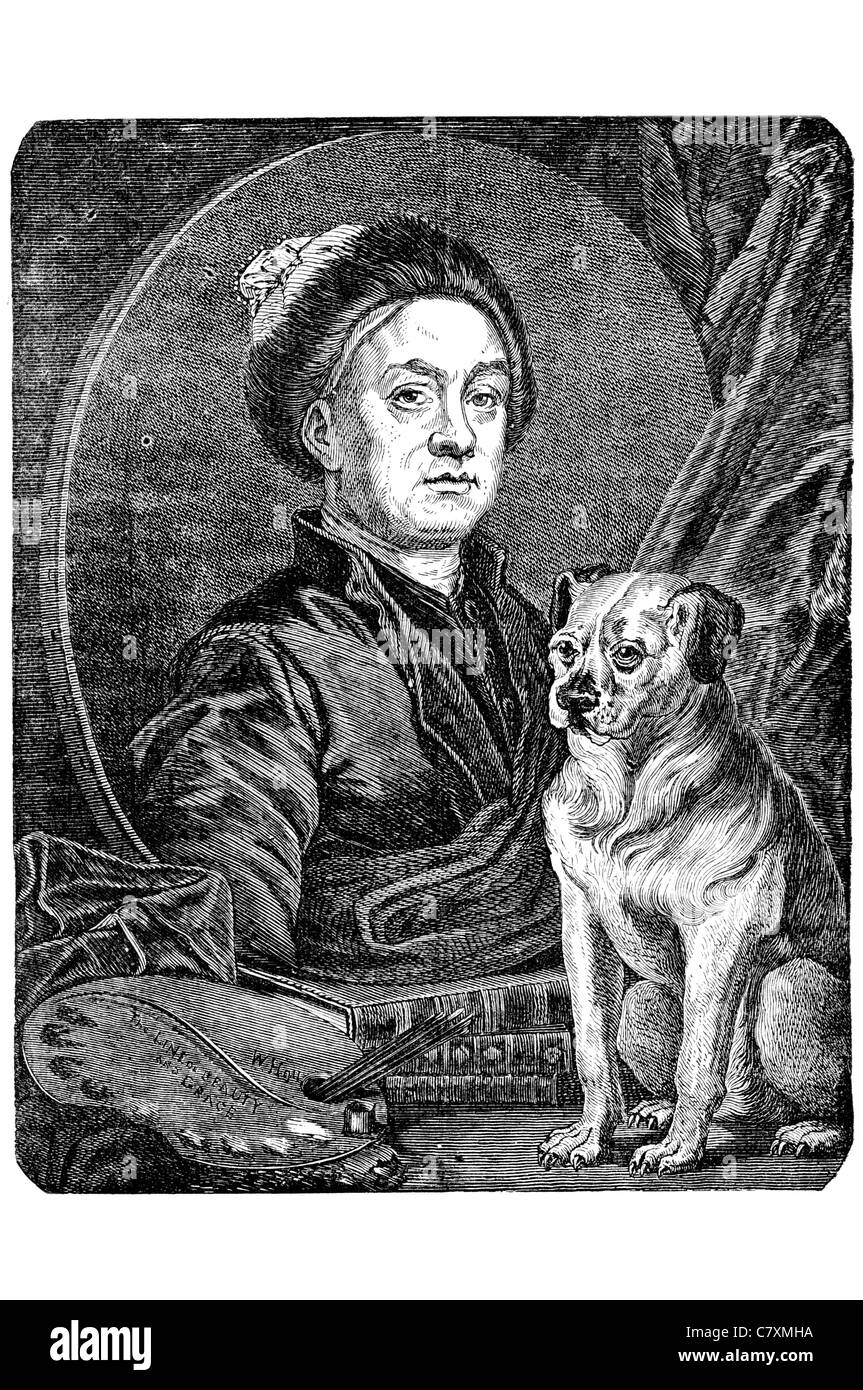 William Hogarth 16971764 peintre graveur anglais satiriste pictural caricaturiste critique social art séquentiel Banque D'Images