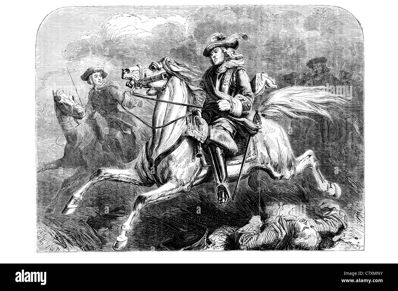 George II Bataille de Dettingen le 27 juin 1743 Guerre de Succession d'Autriche Bavière monarque britannique, les forces britanniques duc de Noailles Banque D'Images