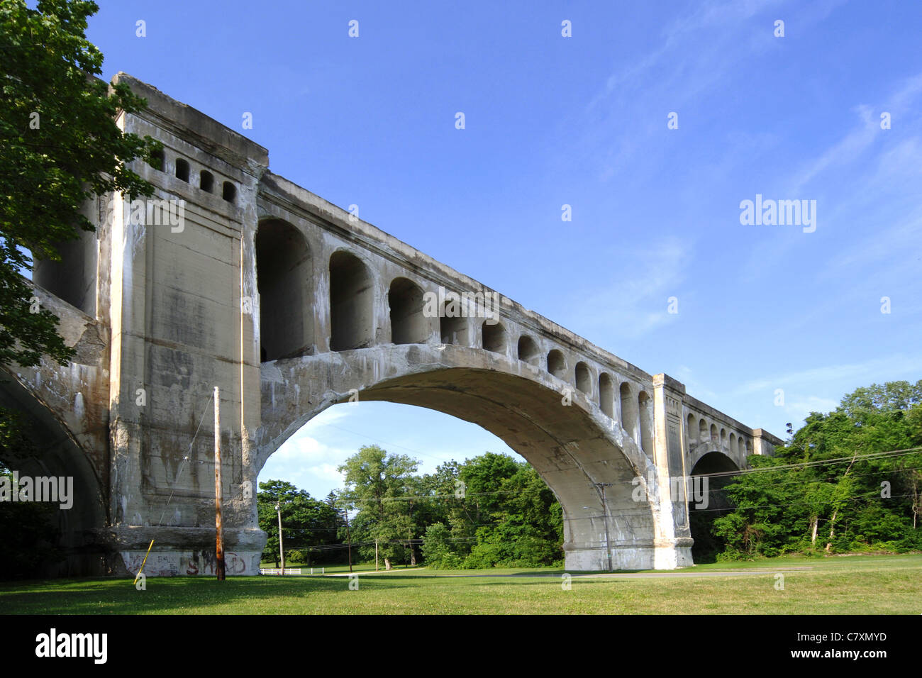 Les quatre grands, pont ferroviaire à Sidney Ohio construite en 1853. Banque D'Images