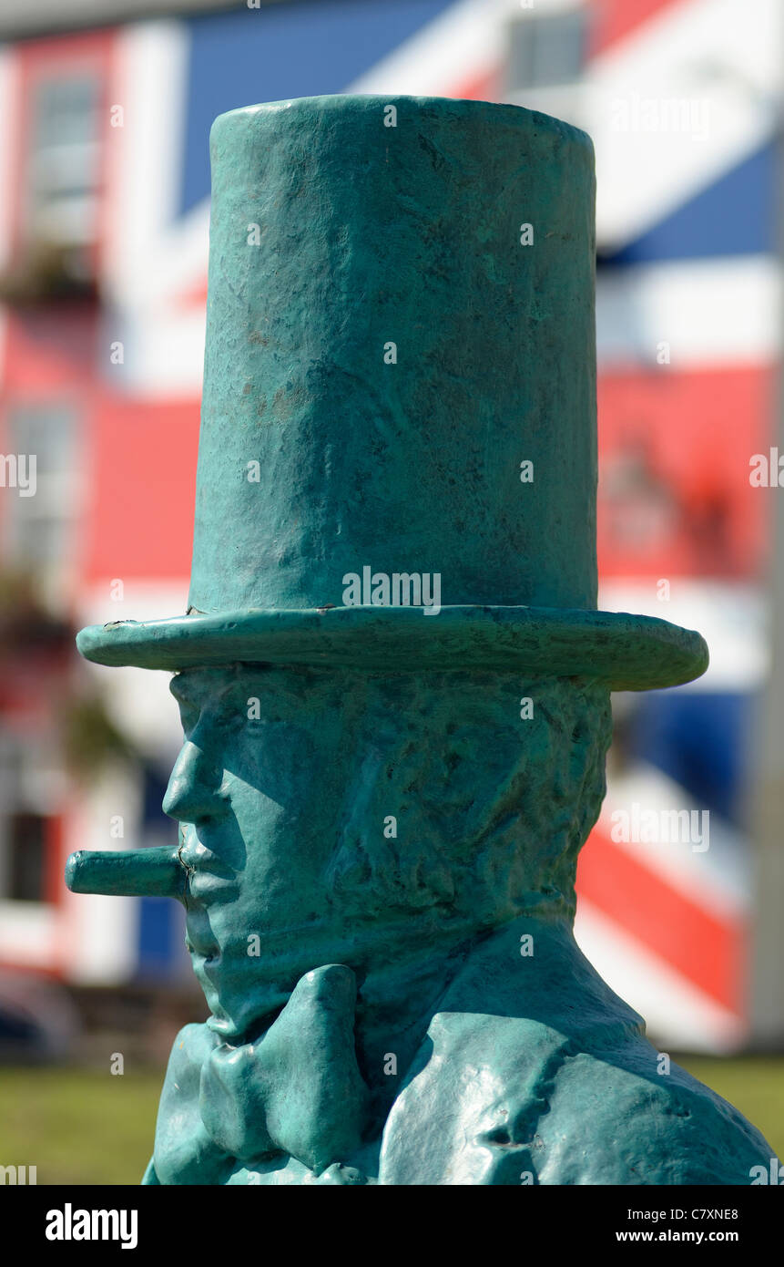 Isambard Kingdom Brunel statue par pont Tamar Saltash Cornouailles UK Banque D'Images