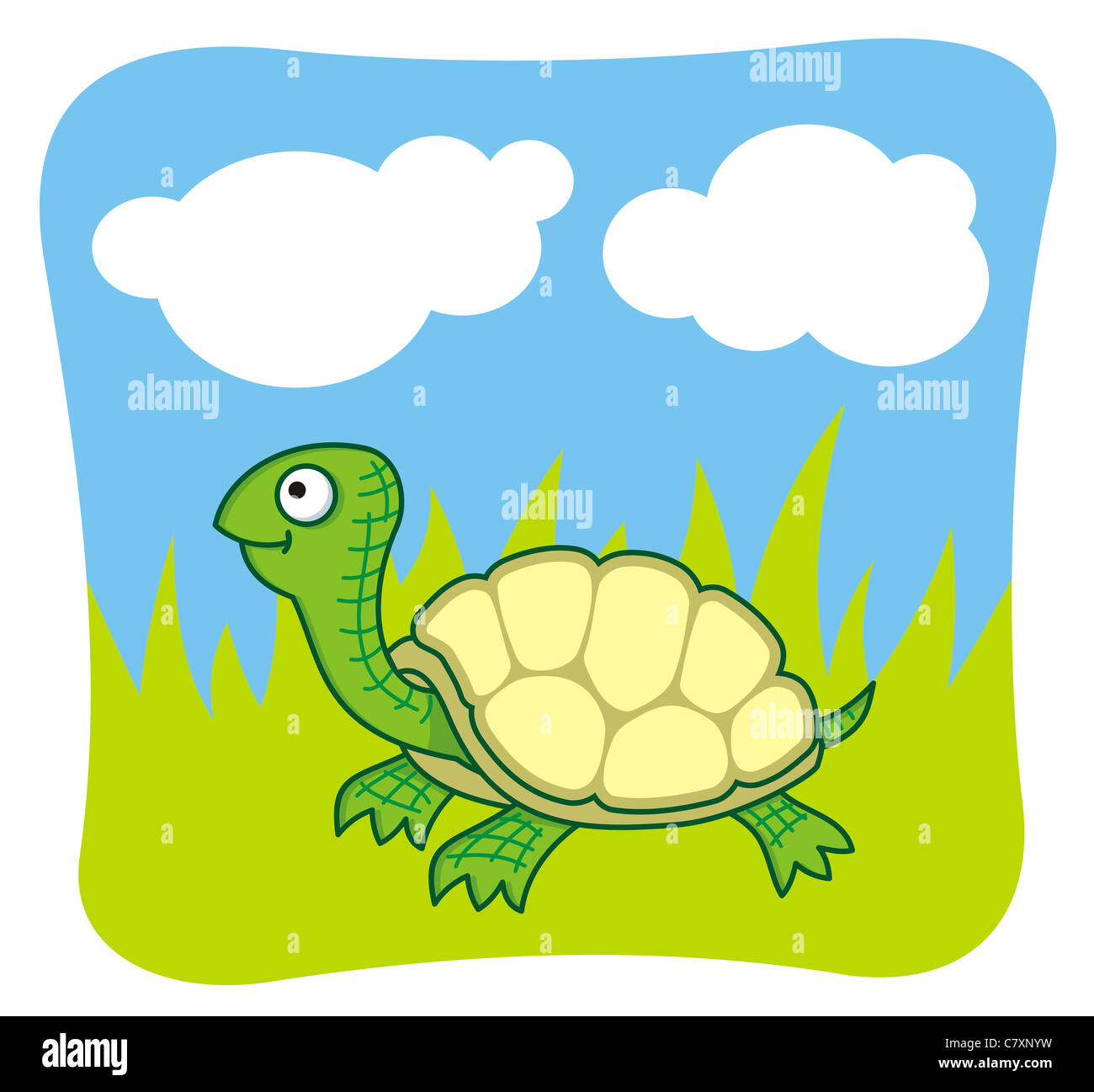 Cartoon illustration d'une tortue heureux. Banque D'Images