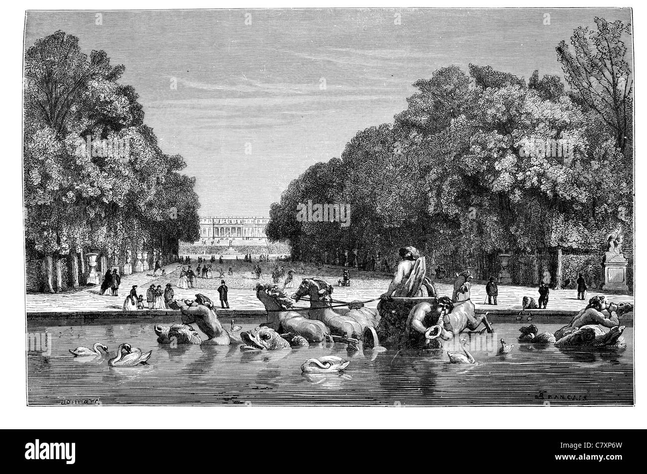Bassin d'Apollon Jardins de Versailles Palace jardin paysagé de style classique français André Le Nôtre l'art baroque Banque D'Images