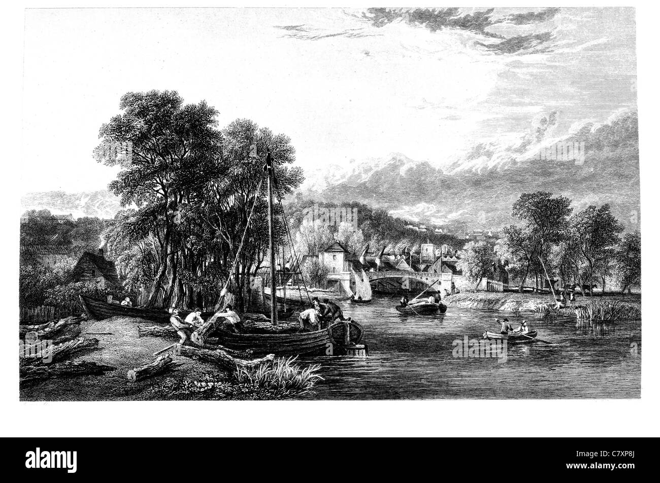 Norwich Norfolk Angleterre Wherryman pont Carrow's Way River Banque Yare quaint cottage carte postale bateau de pêche de l'enregistreur de journalisation Banque D'Images