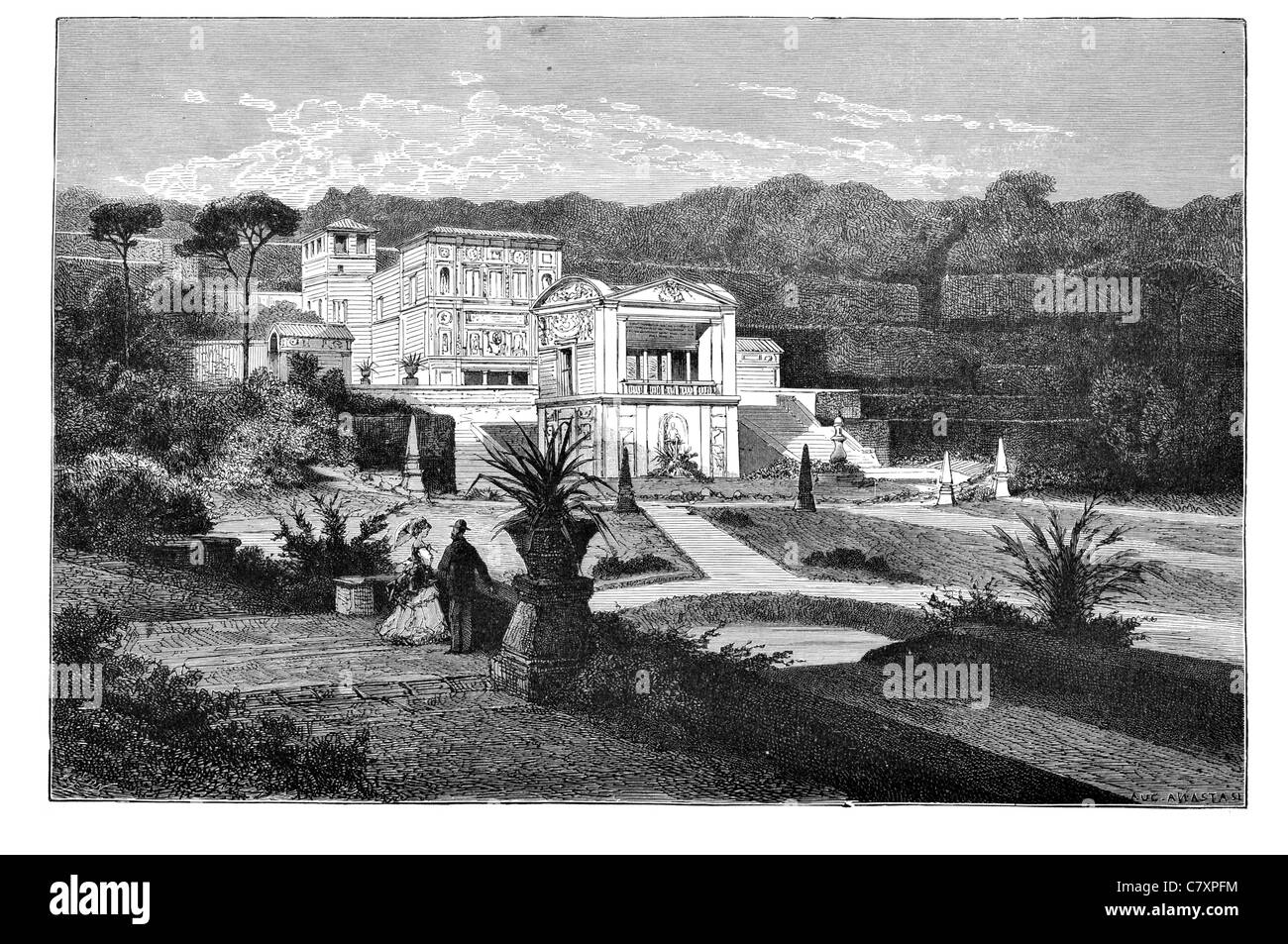 Jardins du Vatican City urban garden park Radio Vatican Baroque Renaissance décoré de fontaines sculptures sculpture landscape Banque D'Images