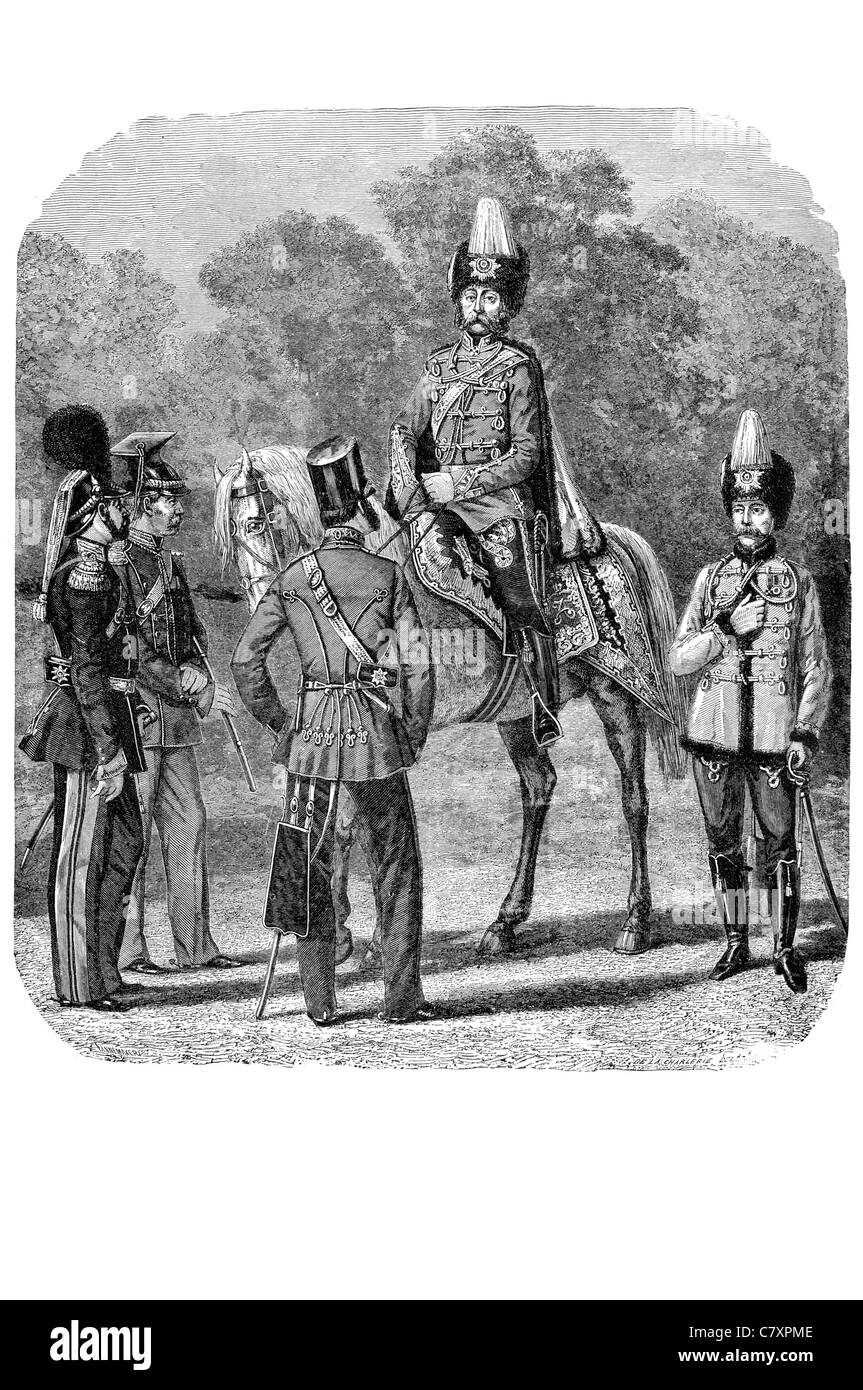 Fédération de la cavalerie légère de la garde soldat uniforme de parade de chevaux barrack attention hussars hussar trooper épée armée militaire Banque D'Images