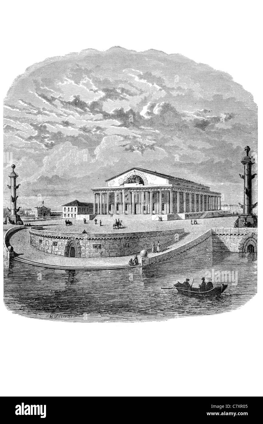Vieille Bourse de Saint-pétersbourg Colonnes rostrales Saint Petersburg Russie architecture Renaissance grecque Thomas de Thomon Banque D'Images