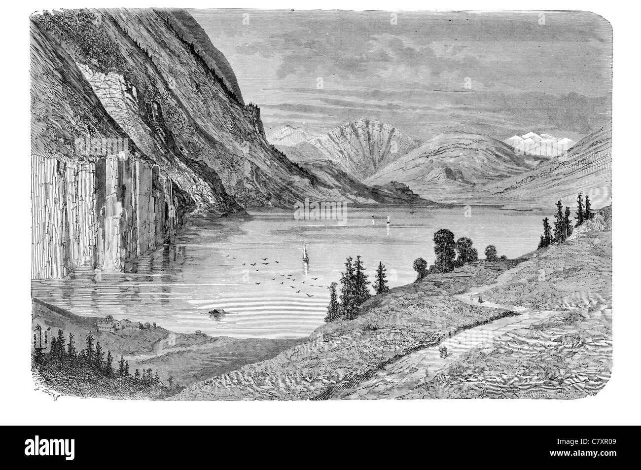 La vallée du lac Fladal la Norvège la géologie du paysage rock formation étude géologique des falaises géographie nature gorges de la rivière falaise Banque D'Images