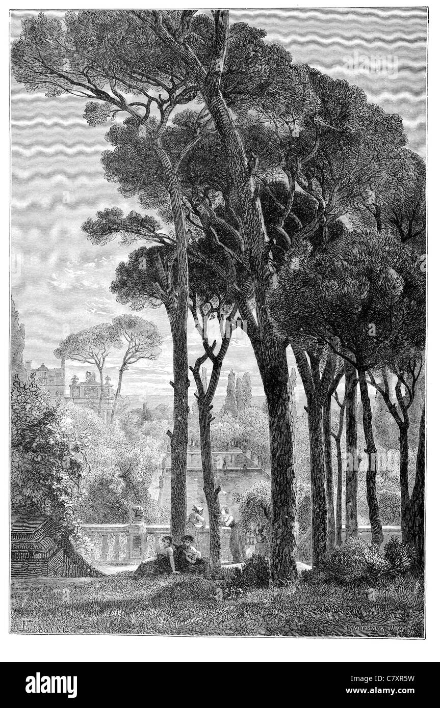 Villa d'Este Tivoli Garden Rome Italie site du patrimoine mondial de l'architecture Renaissance romantique jardins italiens Banque D'Images