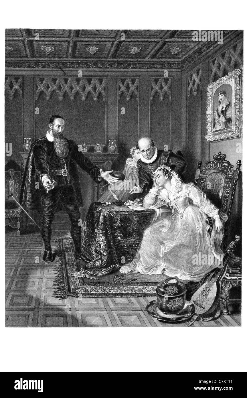 John Knox réprimandant Mary Queen of Scots admonester attention avertissement warn off dire approuver gronder réprimande Banque D'Images
