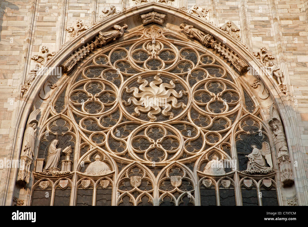 Milan - rosace gothique de la Cathédrale de Duomo Banque D'Images