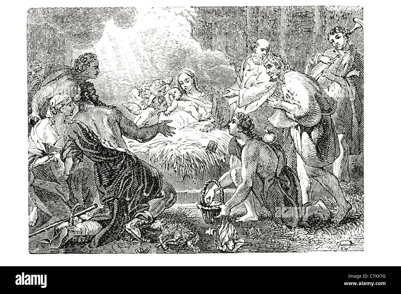 Scène Nativité Jésus évangile canonique naissance Luc Matthieu Bethléem en Judée vierge mère histoire de Noël Joseph Marie mis à manger Banque D'Images Scène Nativité Jésus évangile canonique naissance Luc Matthieu Bethléem en Judée vierge mère histoire de Noël Joseph Marie mis à manger Banque D'Images