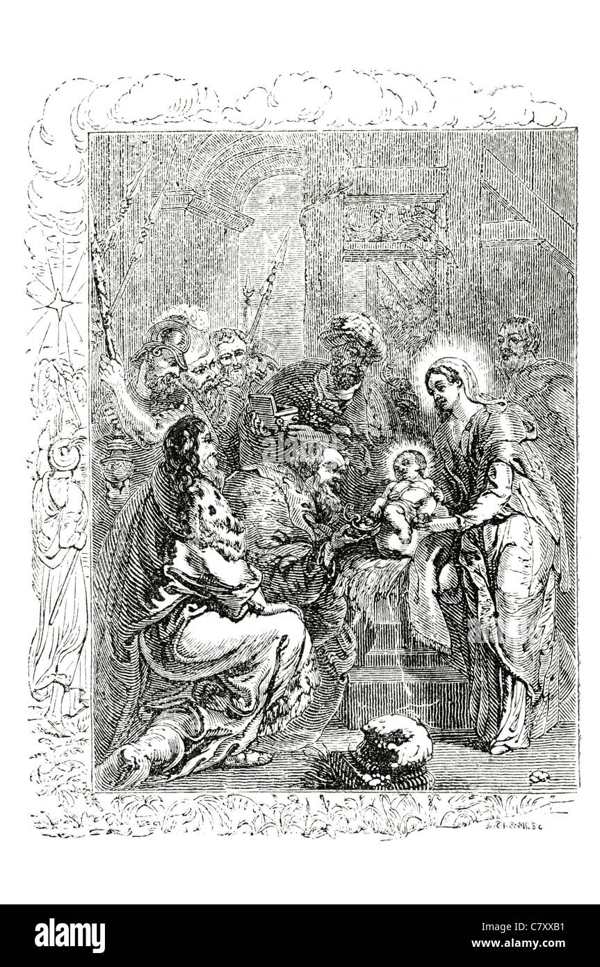 Samaritains Samaritain sage plus sage sagesse présent cadeau Petits cadeaux rois roi astrologue astrologues MYRRHE Encens or Banque D'Images