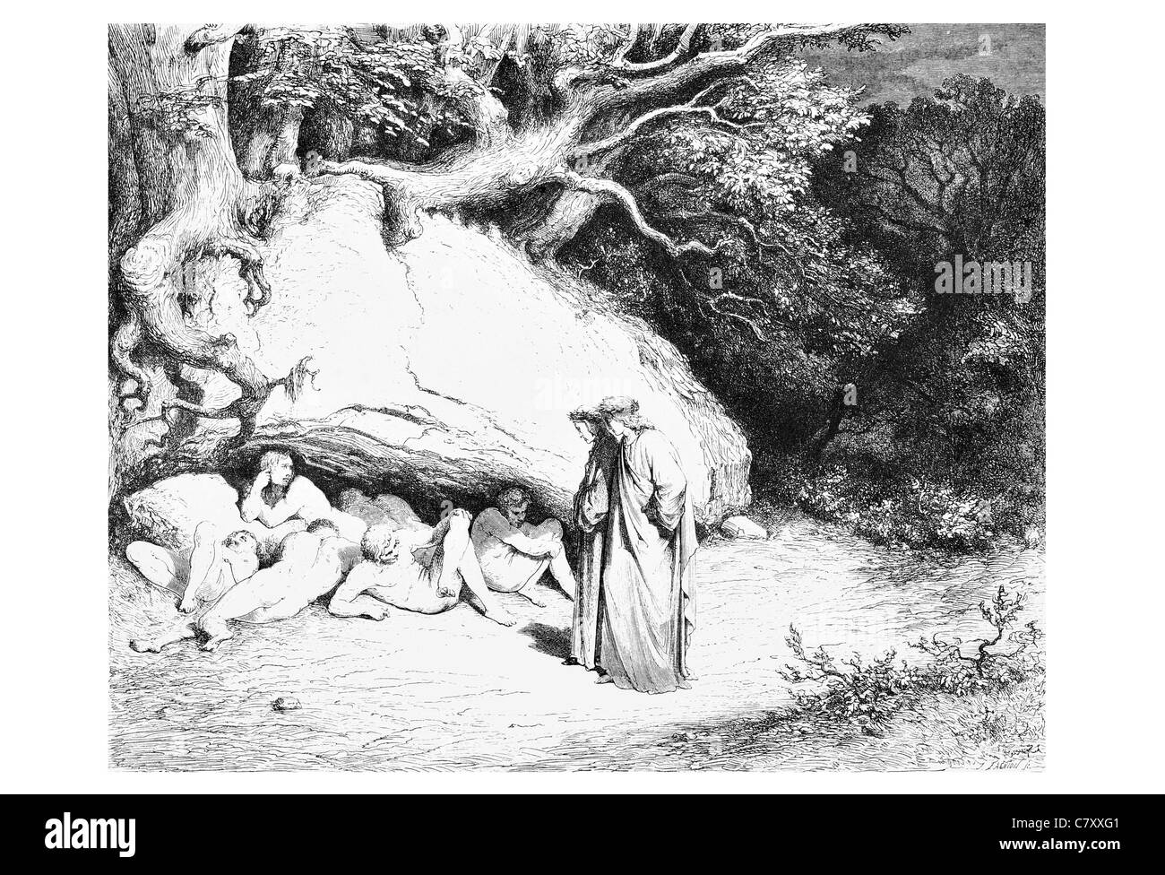 Désireux d'espoir La Vision de l'enfer Dante Alighieri Gustave Doré divine comédie souffrant de mort mort Religion incarnation Banque D'Images