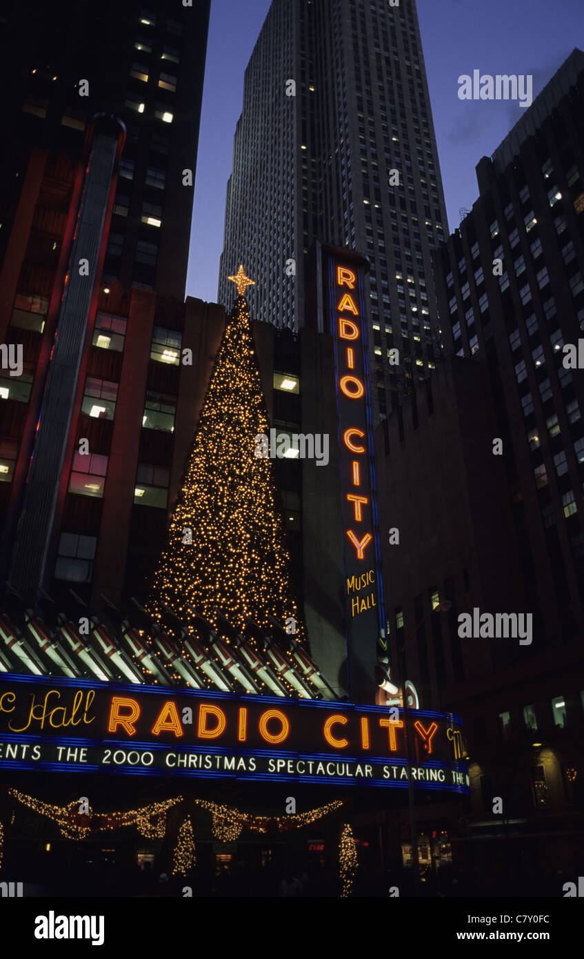 Usa, New York City, Manhattan, les décorations de Noël Banque D'Images