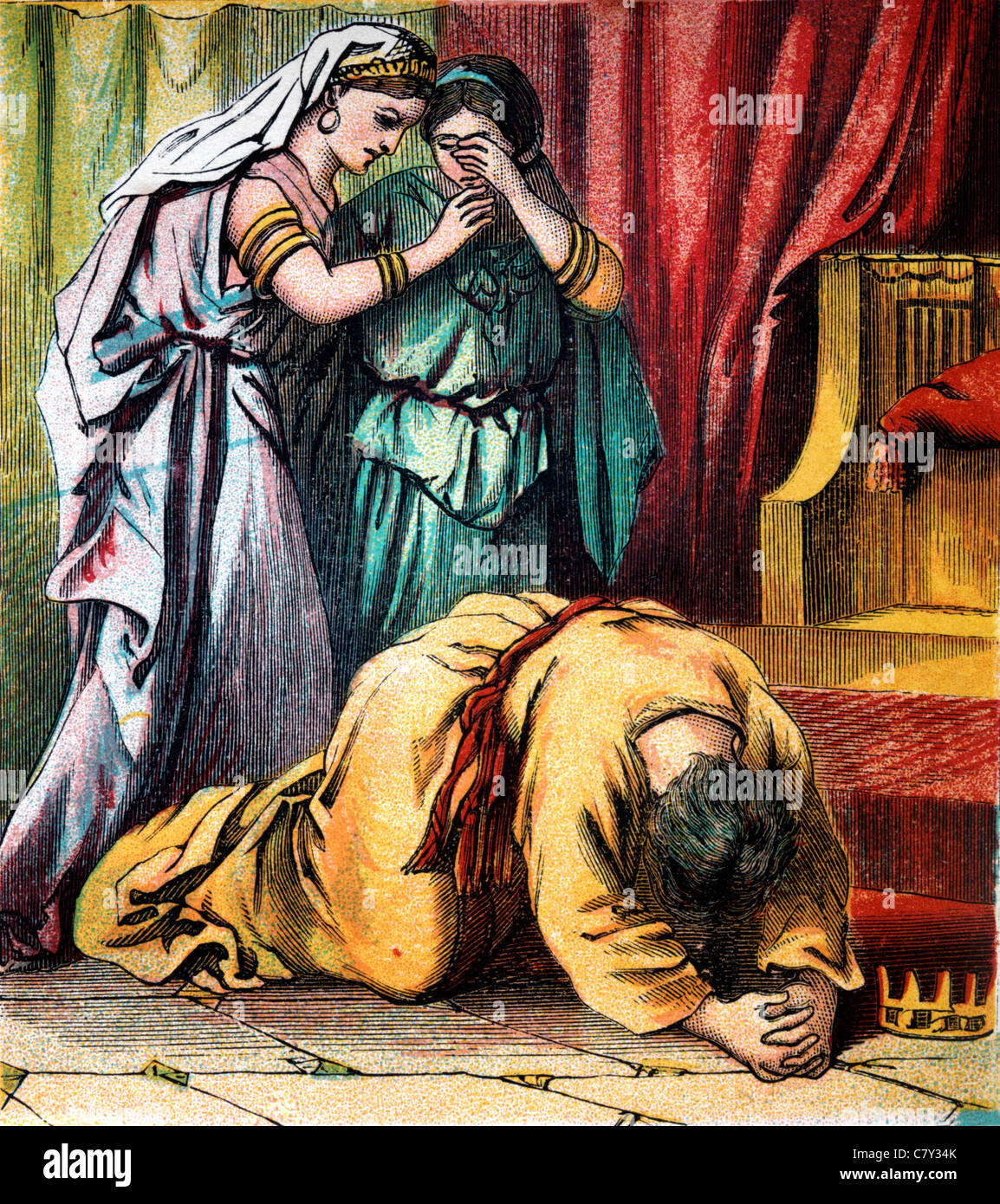 Histoires de la Bible Illustration de l'histoire de Jonas le peuple de Ninive se repentant a Proclamed A rapide et mis sur Un tissu de l'ancien Testament et Nevi'im Banque D'Images