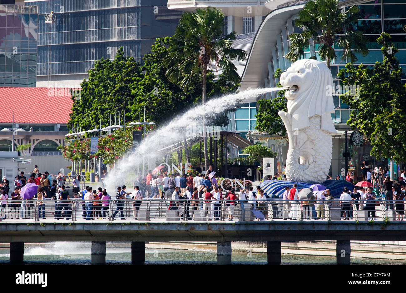 La statue du Merlion, Singapour Banque D'Images