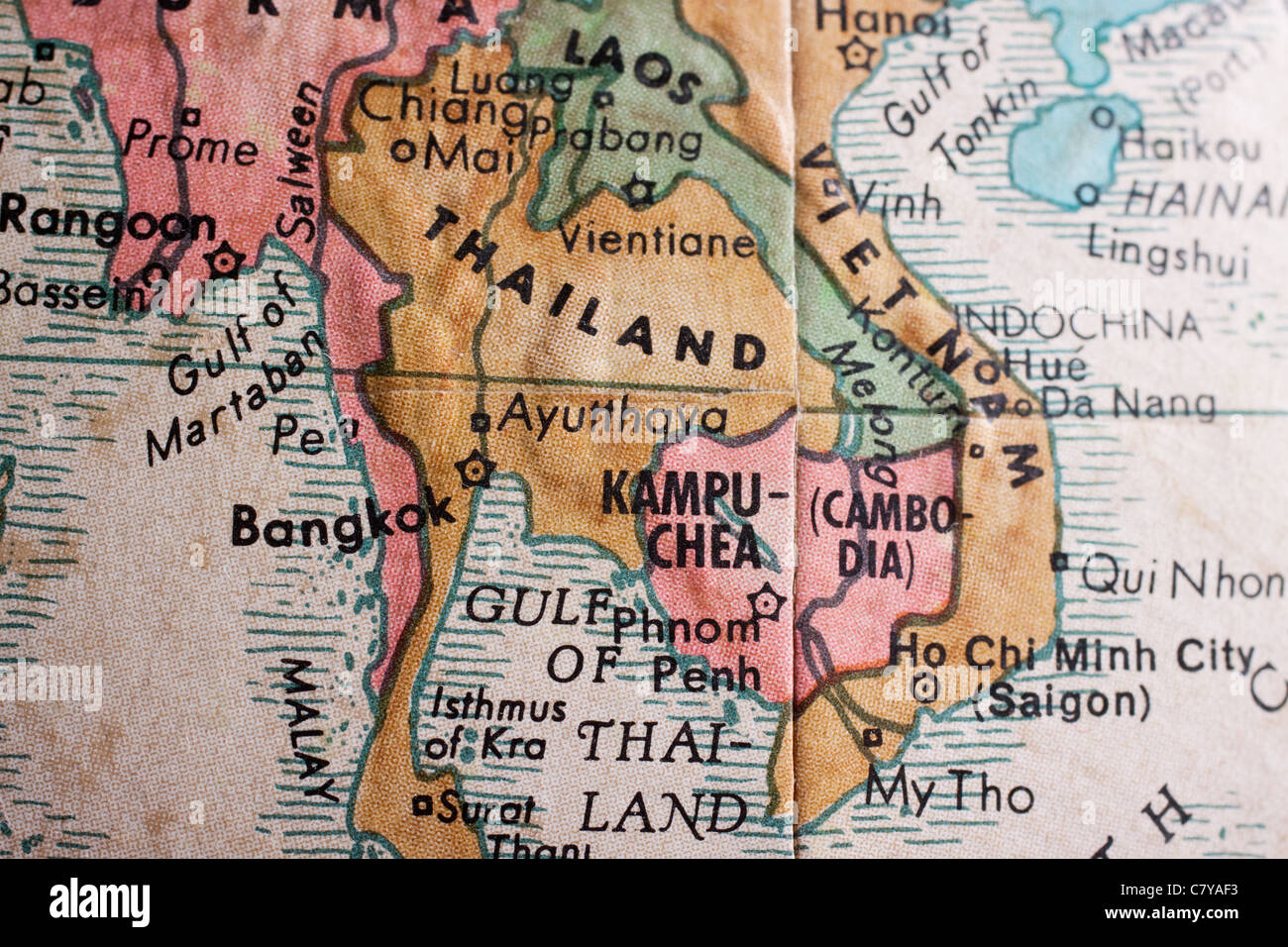 La carte du sud-est de l'Asie - Thaïlande, Vietnam Banque D'Images