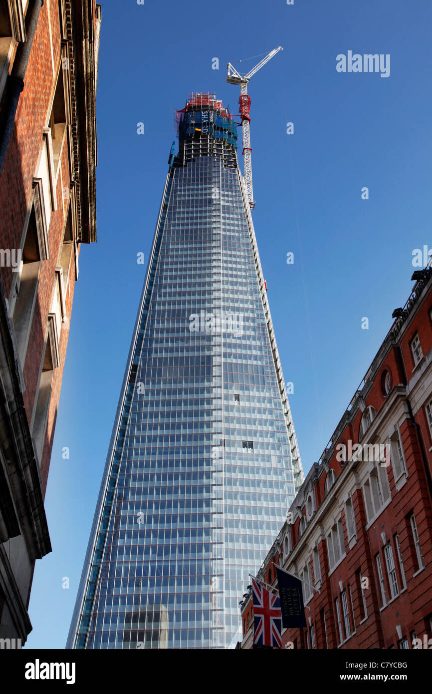 Le gratte-ciel Shard bâtiment en construction à London Bridge, Londres, Angleterre Banque D'Images