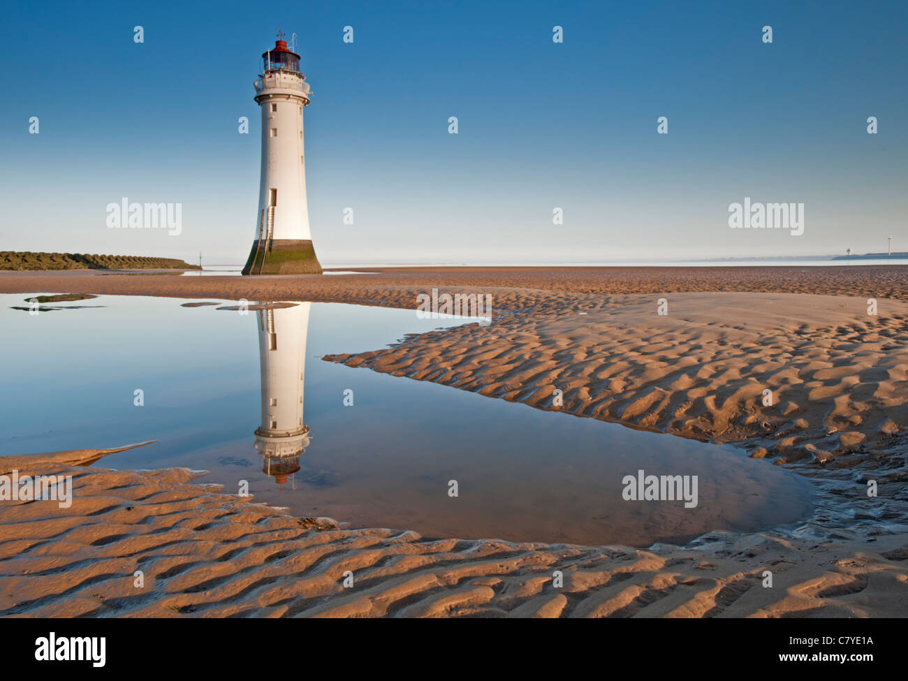Perchaude Rock Lighthouse, New Brighton, le Wirral, Merseyside, England, UK Banque D'Images