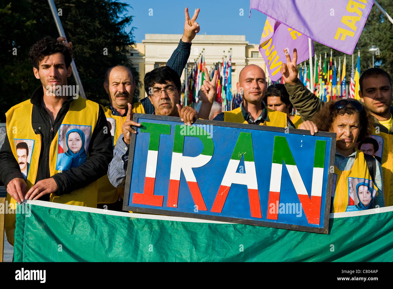 Sit-in en face du peuple iranien à l'Organisation des Nations Unies, Genève, Suisse Banque D'Images