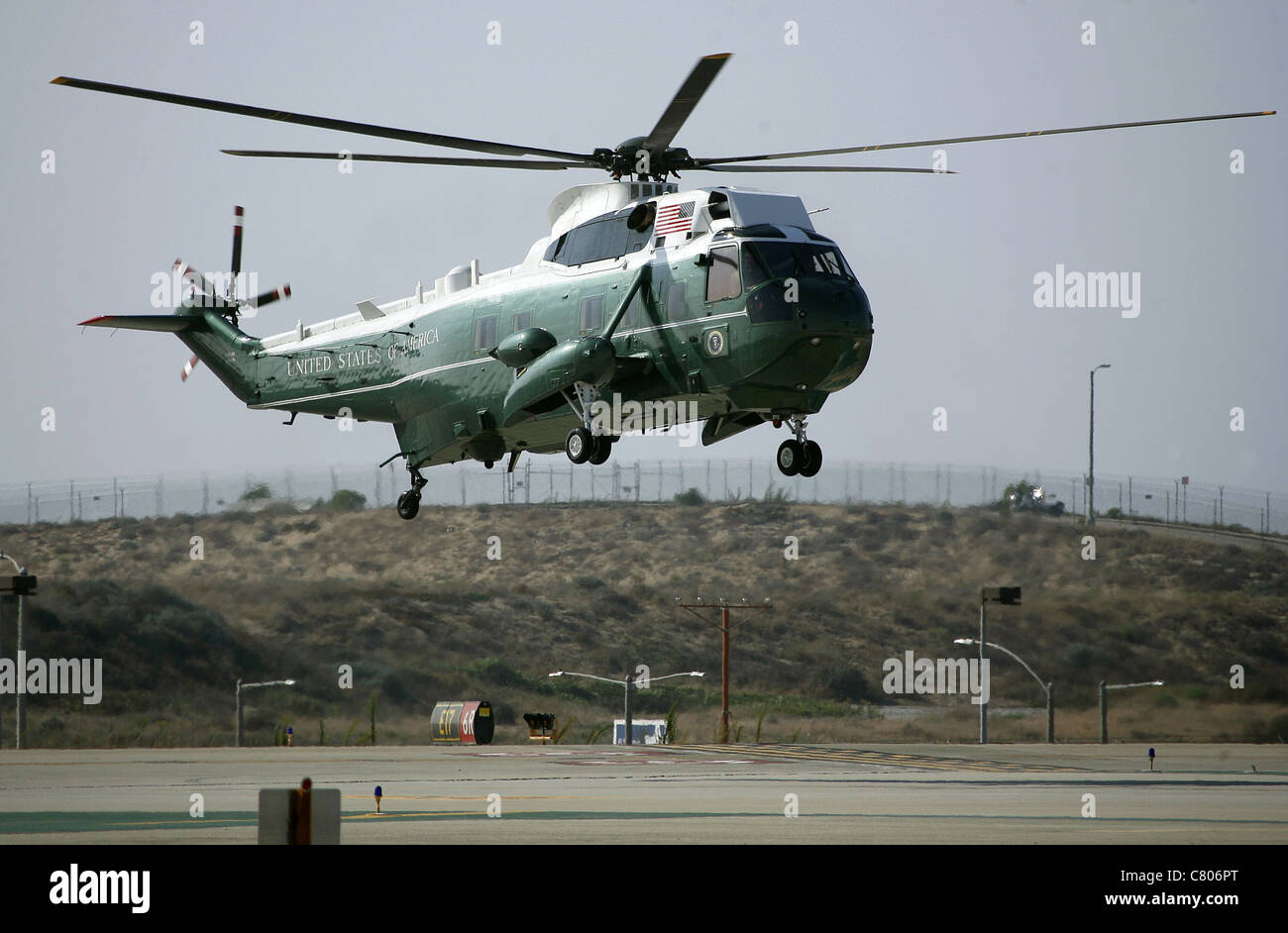 MARINE ONE le président américain Barack Obama à LAX LOS ANGELES CALIFORNIA USA 26 Septembre 2011 Banque D'Images