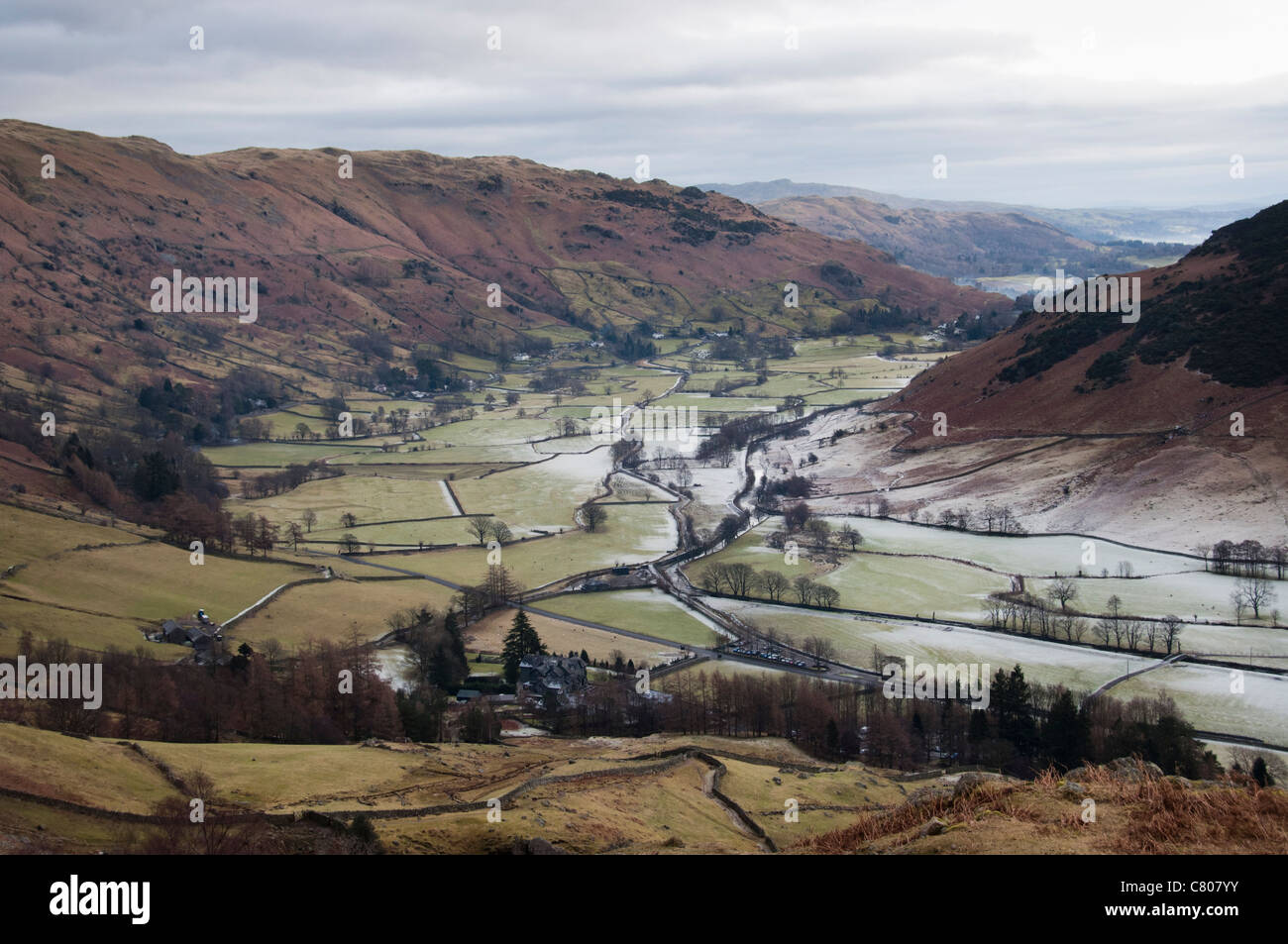 Vue sur la vallée de Langdale dans Lake District Banque D'Images