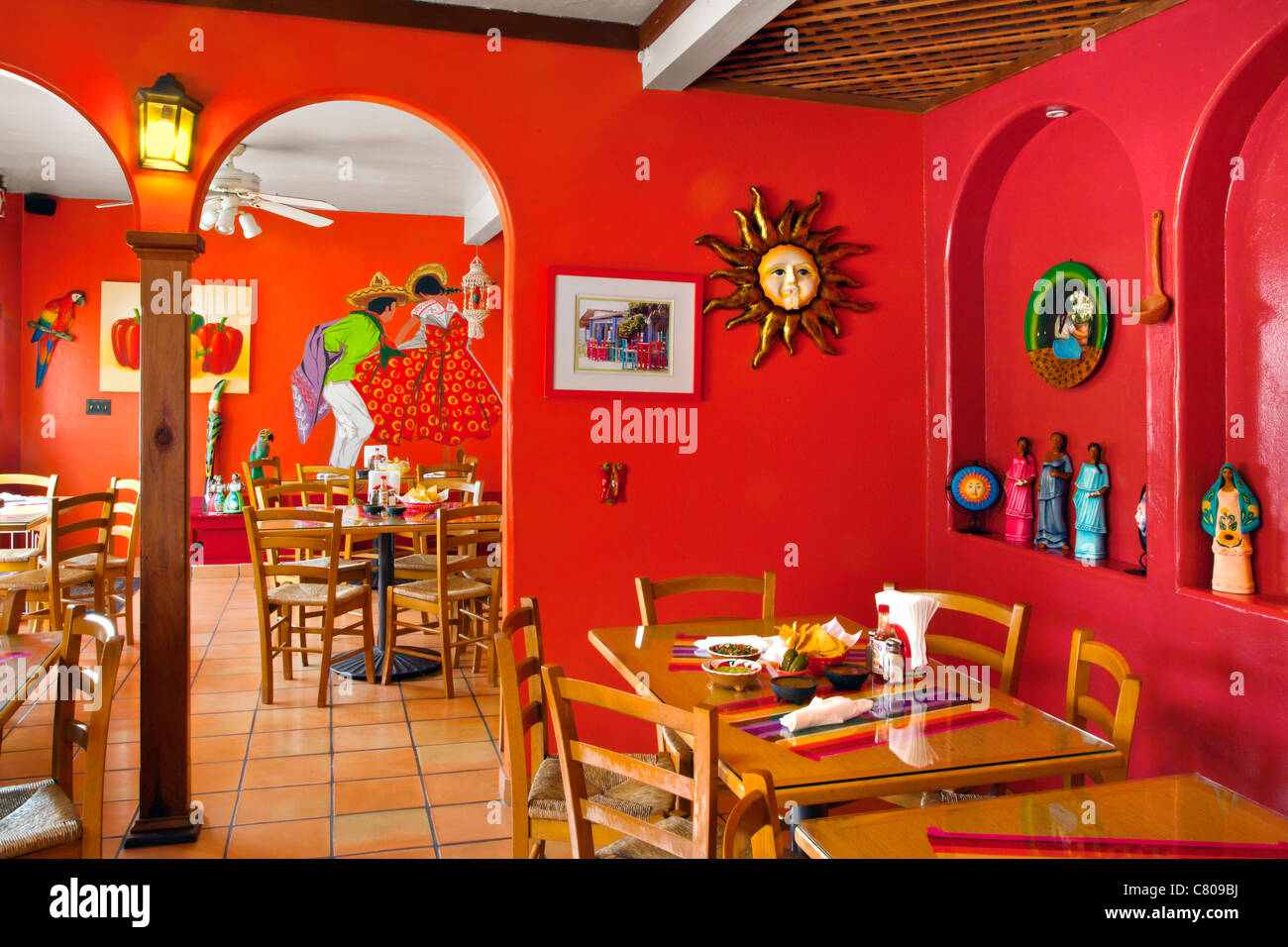 L'intérieur du restaurant mexicain Banque D'Images