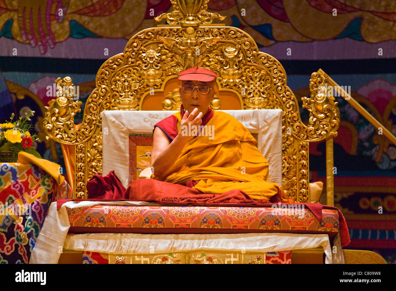 Le 14e Dalaï-lama du Tibet enseigne le bouddhisme tibétain parrainé par le Centre culturel de Mongolie - Bloomington, Indiana Banque D'Images