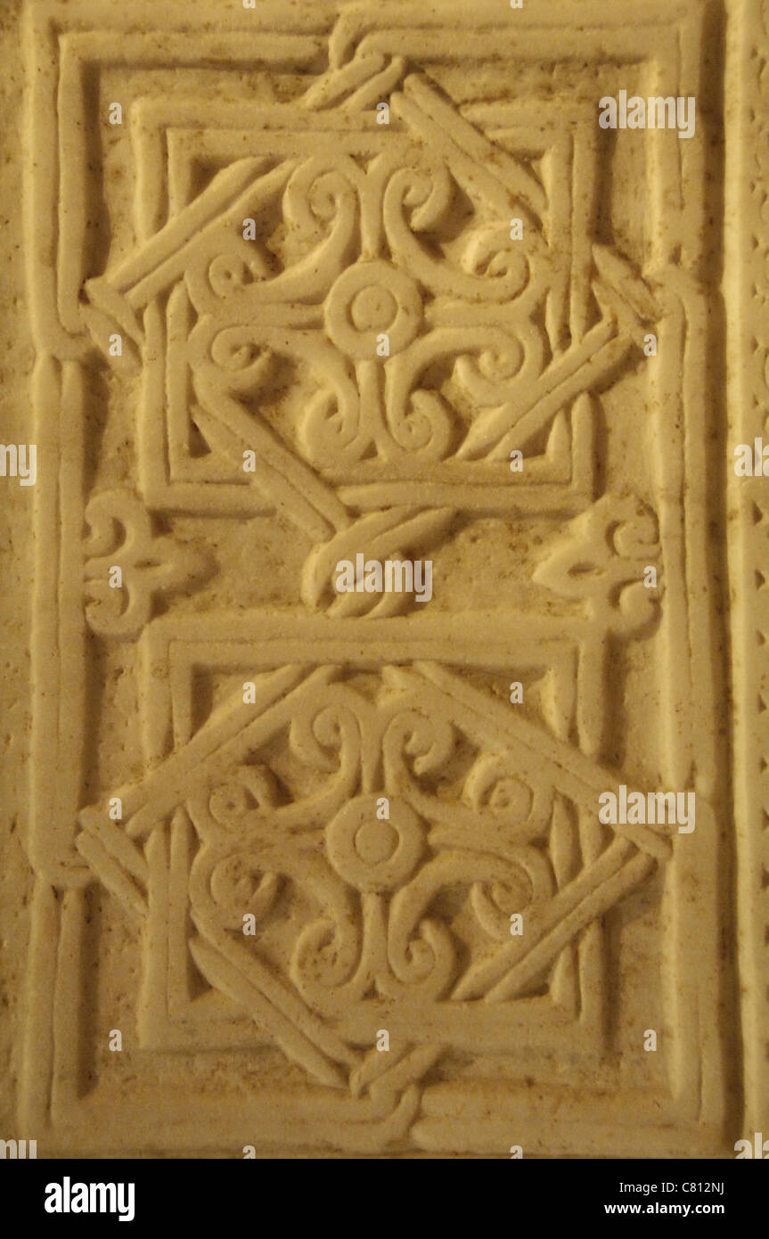 Plaque de marbre datant du 12e siècle. Provenance inconnue. Musée de l'ancienne forteresse. Corfou. Îles Ioniennes. La Grèce. Banque D'Images