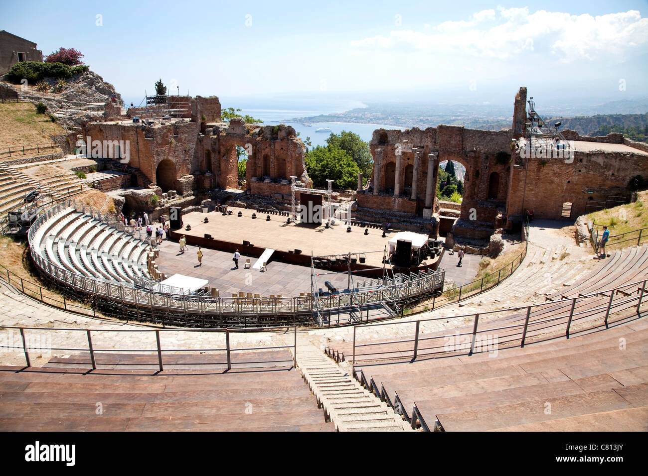 Théâtre grec, Taormina, Sicile, Sicile, Italie Banque D'Images