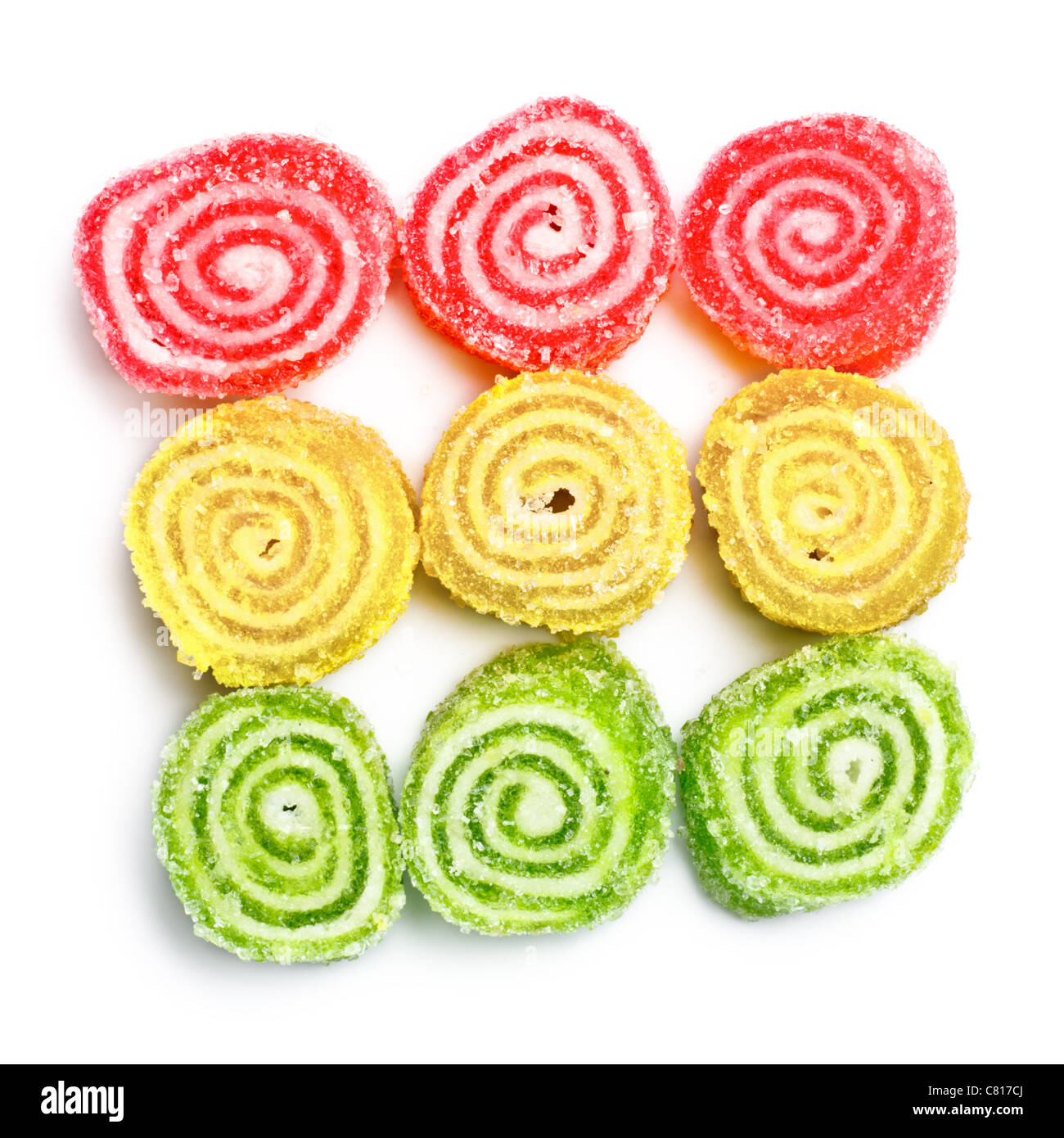 Les sucreries confiture spirale isolé sur fond blanc Banque D'Images