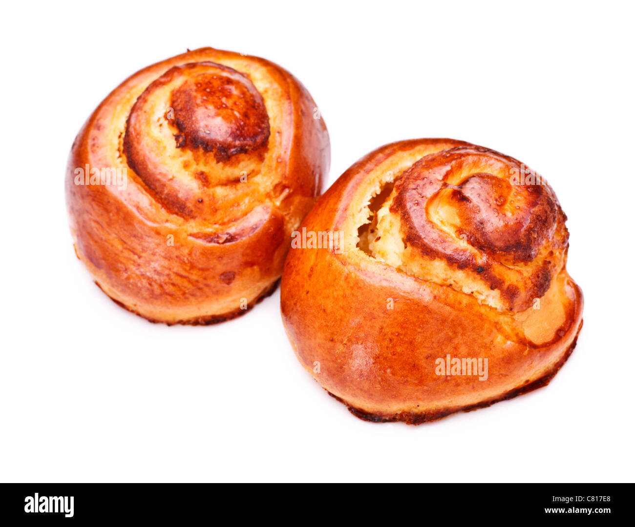 Sweet buns spirale isolé sur fond blanc Banque D'Images