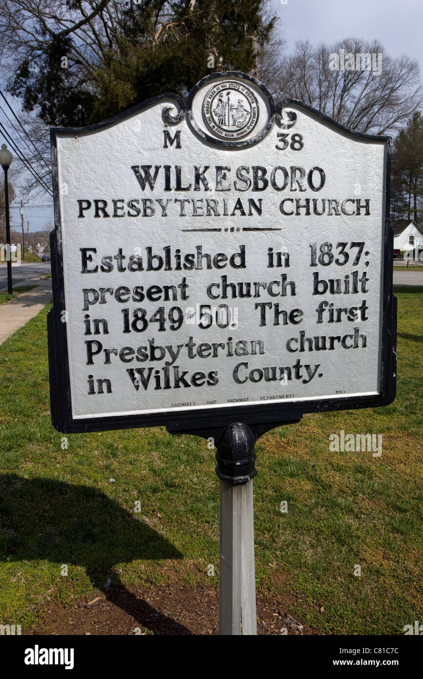 M38 WILKESBORO ÉGLISE PRESBYTÉRIENNE construite en 1849-1850. La première église presbytérienne au comté de Wilkes Banque D'Images